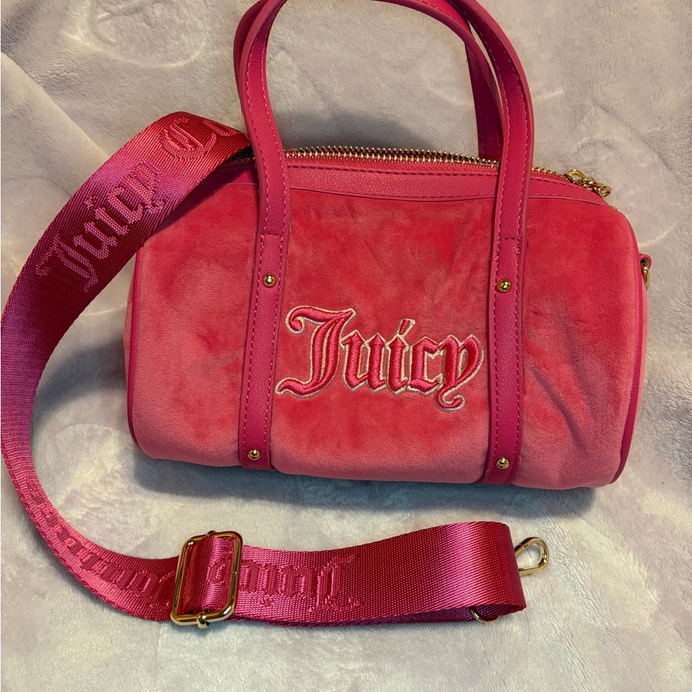 Juicy Couture Hot Pink Barrel Bag with matching Stitching.